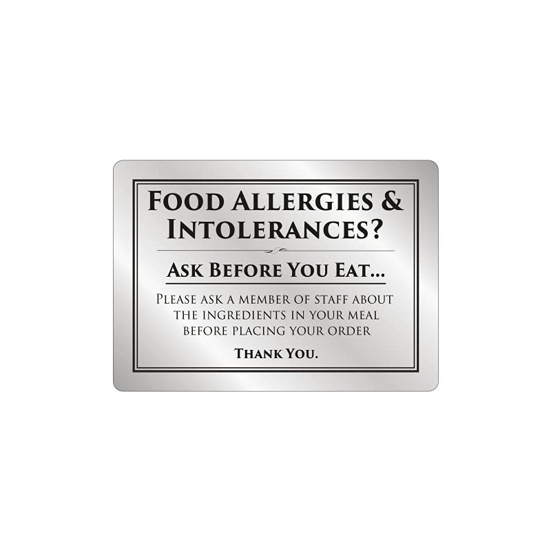 Food Allergy and Intolerances Safety Sign Notice Allergen A4 Brushed