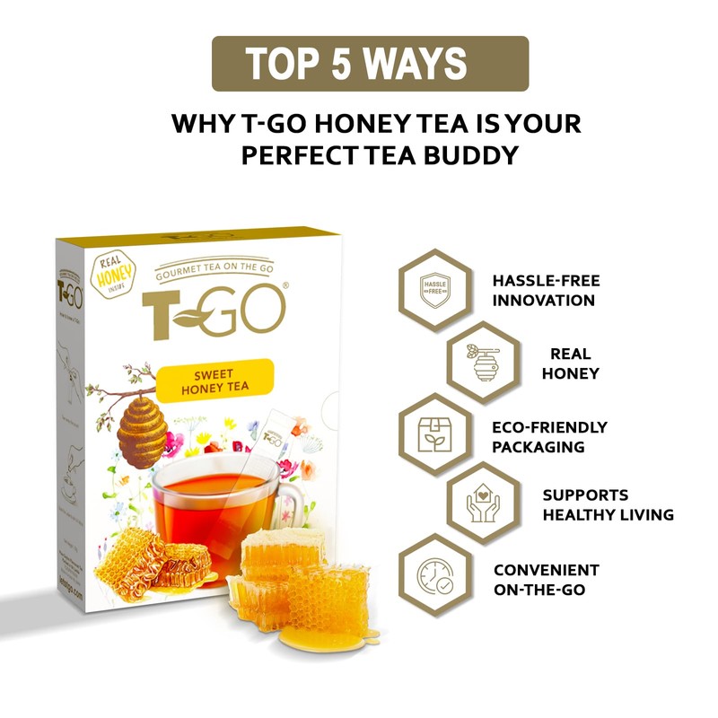 T-Go Sweet Honey Tea Organic Herbal Black Tea Bags Immunity