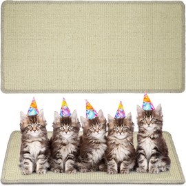 Riakrum Cat Scratch Pad, 2 Pack 32 x 16 Inches Sisal Mat, Natural Fabric Cat Pad, Horizontal Scratching Mat Protector for Furniture, Sofa and Wall (Beige)