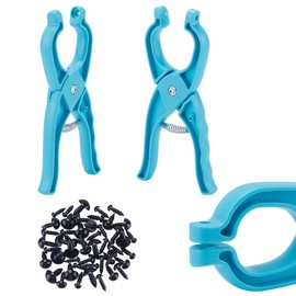 HOBBIESAY 1Pc Safety Eye Tool with 50Pcs Eyes Kits Blue Crochet Tools for Attaching Quick Doll Making Supplies Eye Snapper Crochet Tool for Amigurumi Stuffed Animal Eyes Making Supplies Tools