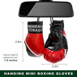 NYTKL 1 Pair Mini Boxing Gloves for Car Mirror, Novelty Miniature Punching Gloves Automobile Mirror Hanging Accessories, Christmas Ornament Hanging Decoration for Home & Car Use (Trinidad & Tobago)