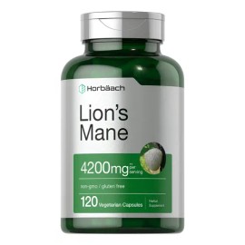 Extracto de Hongo Melena de León 4200 mg  Lions Mane Mushroom Supplement, 120 Capsules                                                                