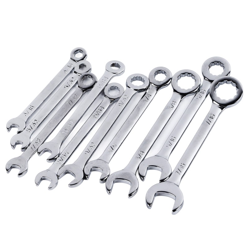 10PCS Mini Combination Wrench Set Steel Inch Open End Small