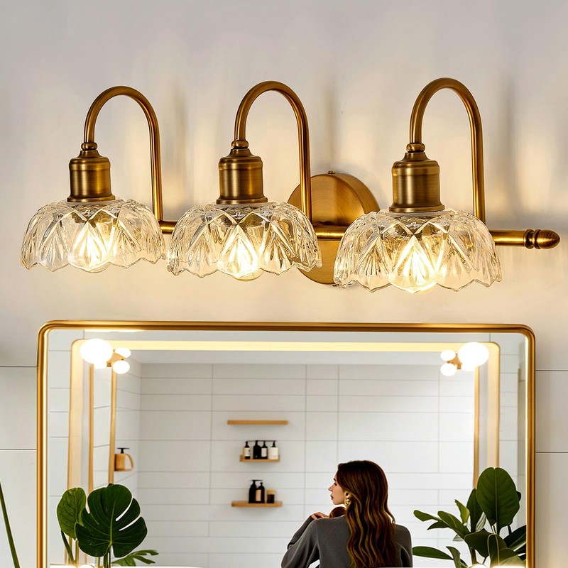 UOFUS Gold Vintage Vanity Light 3 Lights Bathroom Lighting Fixtures
