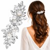 Rhinestone Hair Clip with Pearl, Sparkly Crystal Barrette for Women