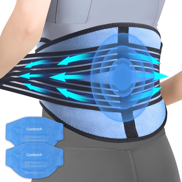 Comfpack Gel Ice Pack for Back Pain Relief with Compression,