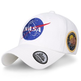 ililily NASA Meatball Logo Embroidery Baseball Cap Apollo 13 Patch Trucker Hat, Black