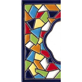 TORO Del Oro House Numbers and Letters Tile Enamelled Ceramic, Hand Painted Technical Rope Dry Names and Addresses, Medium Mosaic Design 6x10.5cm (Wide Termination)
