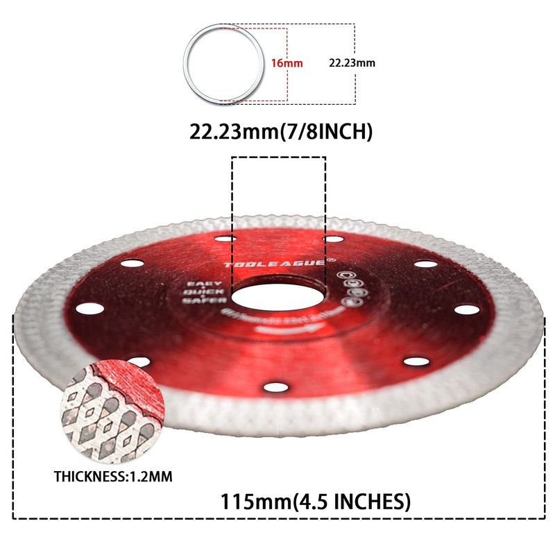 TOOLEAGUE Diamond Saw Blade, 4-1/2 inch Super Thin Tile Blade,