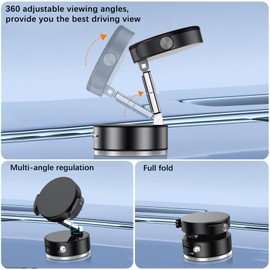 YINLAI Vacuum Suction Magnetic Phone Holder 2025 Car Mount with Reinforcing Clip, Phone Holder Car Accessories for All Cars Phone Mount for Cellphone Smartphone Mount Stand, Black