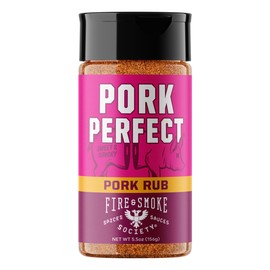 Fire & Smoke Society Pork Perfect Pork Rub | BBQ Seasoning for Smoking and Grilling Meat | Ribs, Dry BBQ Rubs and Spices | Paprika, Mustard, Cayenne Pepper & Salt | M 5.5 oz