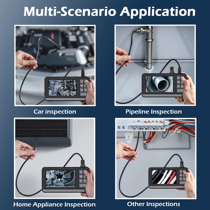 TIANSIAO Dual Lens Industrial Endoscope,HD Endoscope with Light, IP67 Waterproof