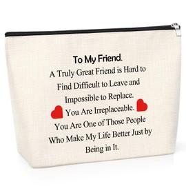 Inspirational Gifts for Women Sister Friend Makeup Bag Thank You Friendship Gifts for Her Birthday Gifts for Women BFF Bestie Christmas Graduation Present for Girls Travel Makeup Pouch