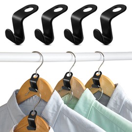 Connecting Handle for Hangers, Pack of 60 Hangers Clip Tie Holder for Wardrobe Perfect as Hangers Accessories Organiser Wardrobe (Black)