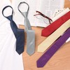 [Allegra K] Men's Necktie Low Tie Flat Stripe Adjustable Zipper