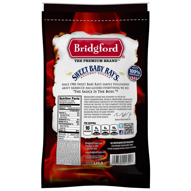 Bridgford Sweet Baby Ray’s Beef Jerky Sweet Teriyaki 10 oz