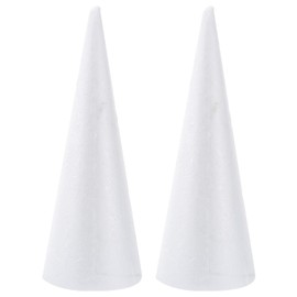 Craft Foam 2pcs Foam Cones for Crafts Cone Large Christmas Tree Cone Foam Shape Statue for DIY Craft Project Christmas Tree Table Centerpiece Wreath Rings 30cm
