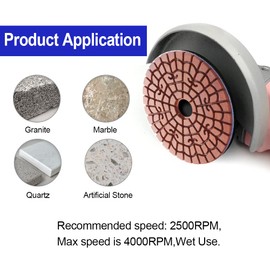 SHDIATOOL Diamond Wet Polishing Pads Polishing Disc, 4 Inch Pads for Granite Stone Concrete Marble Floor Grinder or Polisher, 200#x6 Disc For Wet Polisher & Grinder