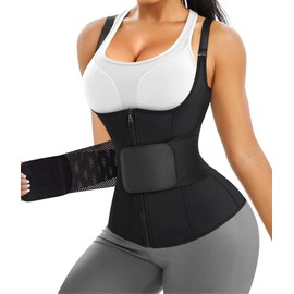Nebility Women Waist Trainer Corset Zipper Vest Body Shaper Cincher Tank Top with Adjustable Straps