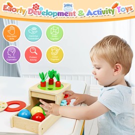 LZDMY Wooden Toy from 1 Year, Montessori Toy with Carrots Baby Plug-in Game, Motor Skills Toy 1 2 3 Years Children, Sorting Game Sensory Toy Birthday Easter Gift for Boys and Girls