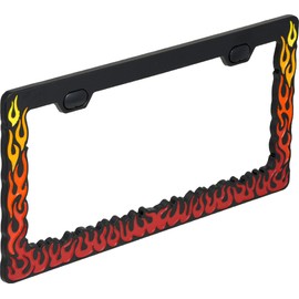 Bell Automotive 22-1-46168-8 Universal Flames Design License Plate Frame, Black