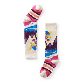 Smartwool Kids' Wintersport Full Cushion Merino Wool Over the Calf Mountain Moose Pattern Socks, Moonbeam, Small