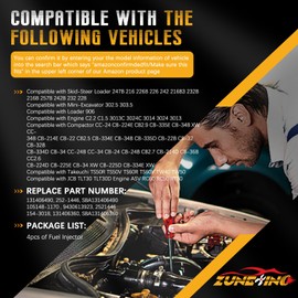 ZuneXino 4PCS 131406490 Fuel Injector for New Holland TC30 TC45 TC55 L140 L150 L160 L213 L565 Case SR160 for Perkins 104-22 403C-15 403D-15 403D-15T 403C-17 404C-22 404D-22 404C-22T 404D-22T Engine