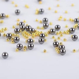 Chunmeng 12 Grids Art Charms Metal Beads 3D Caviar Small Steel Ball Nail Accessories Nail Art Metal Mini 3D Mixed Sizes DIY Decorations Accessories (Gun Black and Gold)