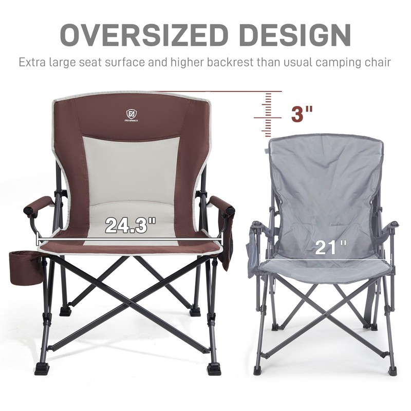 EVER ADVANCED Oversized Folding Camping Chair, for Adults Heavy Duty