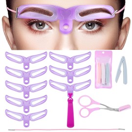 Juego de plantillas para cejas,Tijeras de cejas para mujer,Kit De Plantillas para Cejas Auxiliares 8 En 1 para Moldear Las Cejas,3 piezas de...       