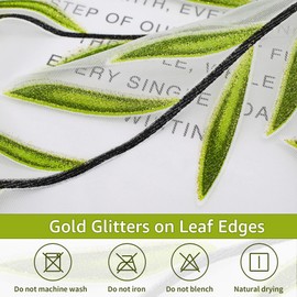 BROSHAN 108 inch Sheer Curtains with Design, Green Leaf Pattern White Sheer Curtains 2 Panels Vine Curtain Window Sheers Printed Voile Sheer Drapes for Living Room,Bedroom,