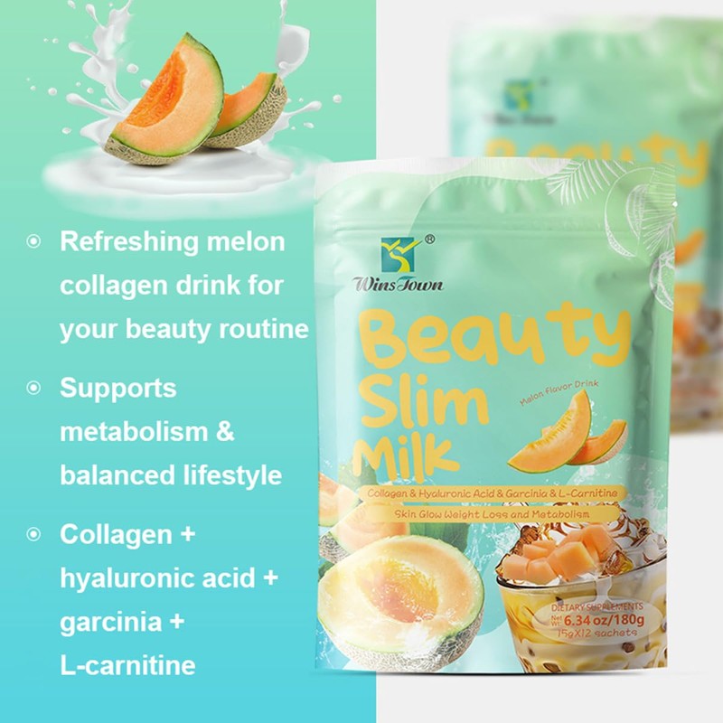 Marine Collagen Peptides Powder Drink Mix, Melon, 12 Sachets