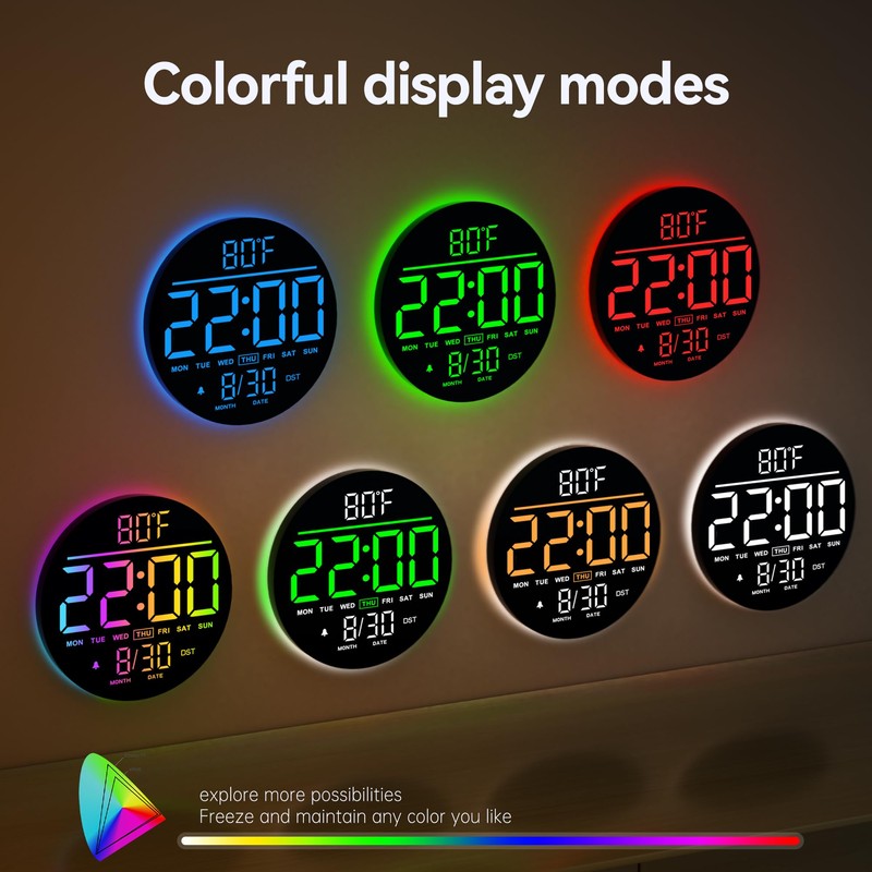 JALL 10" Large Digital Wall Clock with Seconds, Alarm Countdown