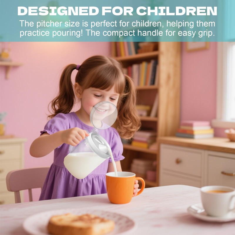 6 Pack Early Learning Kids Easy Pouring Mini Pitchers Clear