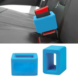 Ongfuwu 2PCS Seat Belt Buckle Holder, Silicone Auto Seatbelt Buckle Booster Makes Receptacle Stand Upright for No-Hassle Buckling, Universal Vehicle Seat Belt Buckle Fixer for Kids (Blue)