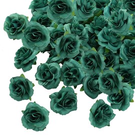 Yinsun 50pcs Mini Green Roses Artificial Flower Heads, 1.57” Green Flowers Silk Fake Flowers for DIY Wedding Bouquets Bridal Shower Decor Baby Shower Party Christmas Decoration