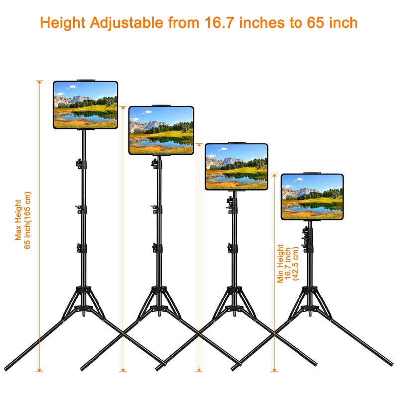 Tablet Tripod Stand, with 65 inch Height Adjustable Tripod Stand