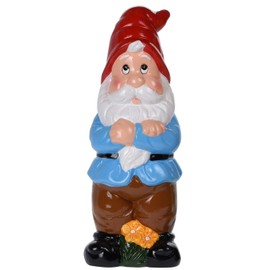 Trendkontor Garden Gnome 30 cm Ceramic Gnome Garden Decoration 4 Different Models (Red Hat)