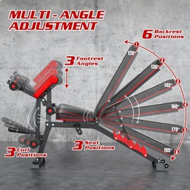 Fostoy Adjustable Weight Bench Press, 800lbs Load Workout Bench with Leg Extension and Preacher Pad, Flat/Incline/Decline Exercise Multi-functional Bench for Home Workout Weight Training (Matt Black)