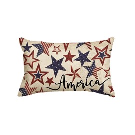 AVOIN colorlife 4th of July Patriotic Independence Throw Pillow Cover, 12 x 20 Inch Memorial Day America Stars Decor Cushion Case for Sofa Couch