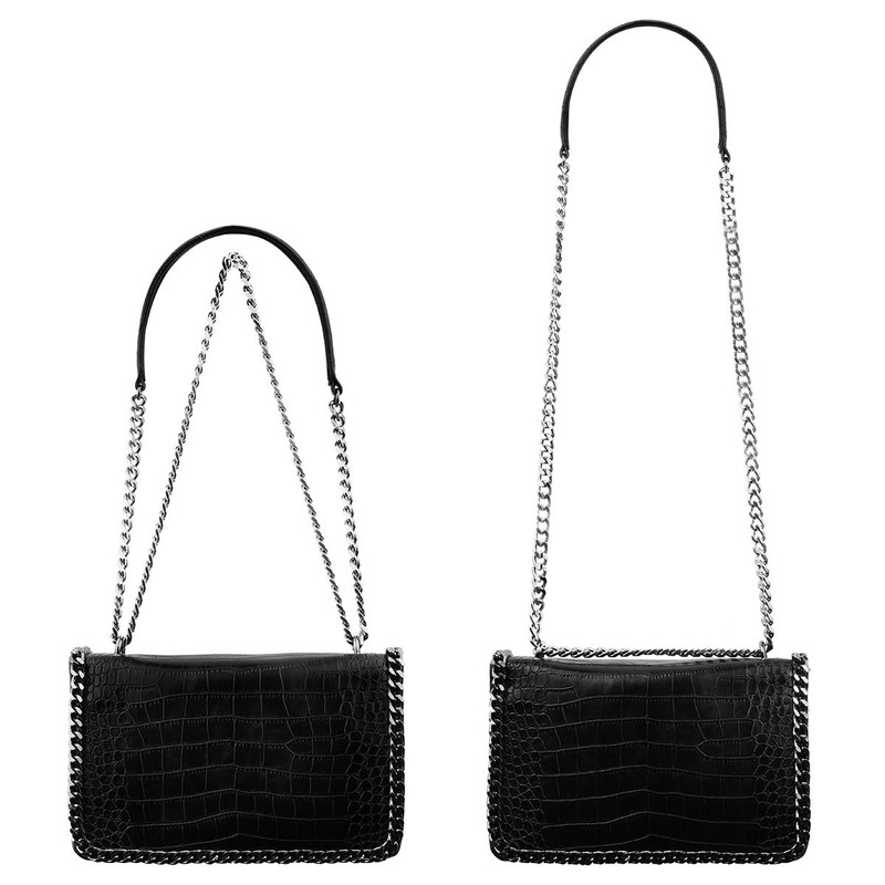Crazy Chic Women's Chain Shoulder Bag Snake Leather Quilted Flap