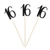 Black Glitter 16th Birthday Centerpiece Sticks, 12-Pack Number 16 Table