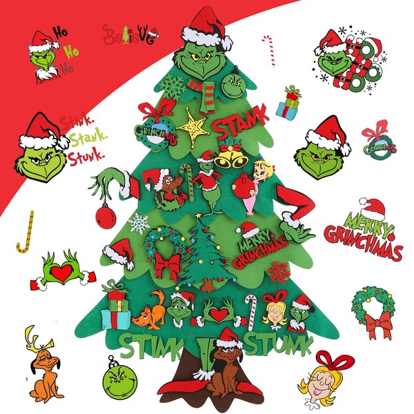 3.6FT DIY Felt Christmas Tree for Kids – 30PCS Ornaments