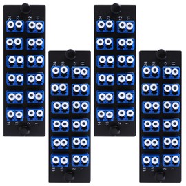 VFLTOOL 4PCS 12 Duplex LC Adapters LGX Footprint Fiber Patch Panel Loaded 24 Fiber Ports Couplers Enclosure - LC UPC Blue Compatible with SingleMode Multimode|1.25G/10GB OS1-2/OM3