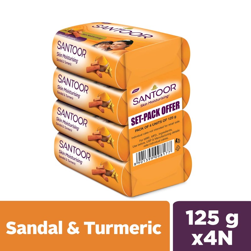 Santoor Soap with Sandal And Turmeric - Pack of 4