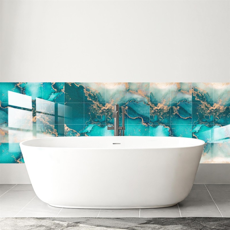 WALPLUS Marble Tile Stickers Glossy Waterproof Oil Proof Removeable Stick
