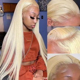 Tahikie  Density 30 Inch 613 Lace Front Wig Human Hair Blonde 13X6 HD Transparent Lace Front Wigs Human Hair  Blonde Wigs Human Hair 613 HD Straight Lace Frontal Wigs Human Hair Pre Plucked - Color: 613, Size: 22inch