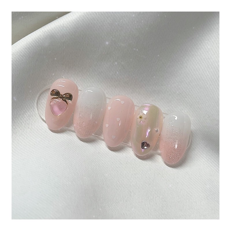 [Handmade Nail Tips] Peony Bloom Nail Tips - Coffin Egg