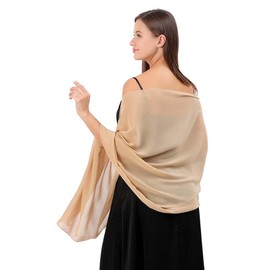 VONJUMA Stole Women's Chiffon Summer Scarf Women's Festive Stole for Evening Dress or Wedding Dress Wedding Scarf Champagne Gold Gift for Mother's Day