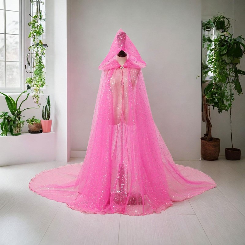 Harilla Women Wedding Tulle Cape with Hood, Elf Cape, Bridal